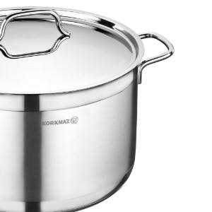 Pentola in acciaio inox, con coperchio, 26 cm / 6,8 l, "Alfa" - Korkmaz