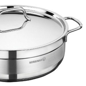 Padella, acciaio inossidabile, con coperchio, 28 cm / 5,5 l, "Alfa" - Korkmaz