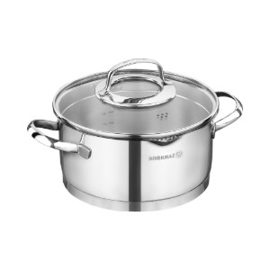 Pentola in acciaio inox, con coperchio, 24 cm / 5,5 l, "Steama" - Korkmaz