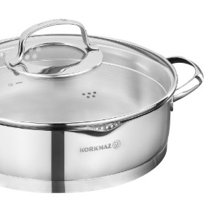 Casseruola, acciaio inossidabile, con coperchio, 24cm / 3L, "Steama" - Korkmaz