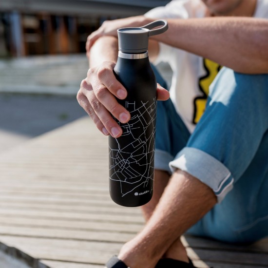 Bouteille en acier inoxydable, 600ml, "Cityloop Thermavac", Black City Print - Aladdin