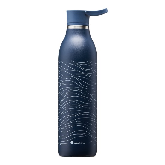 Bottiglia in acciaio inox, 600ml, "Cityloop Thermavac", Deep Navy Wave Print - Aladdin