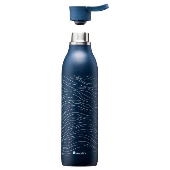 Bottiglia in acciaio inox, 600ml, "Cityloop Thermavac", Deep Navy Wave Print - Aladdin