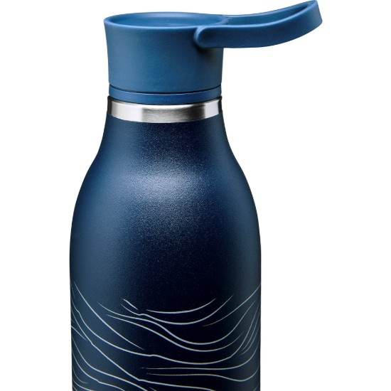 Bottiglia in acciaio inox, 600ml, "Cityloop Thermavac", Deep Navy Wave Print - Aladdin