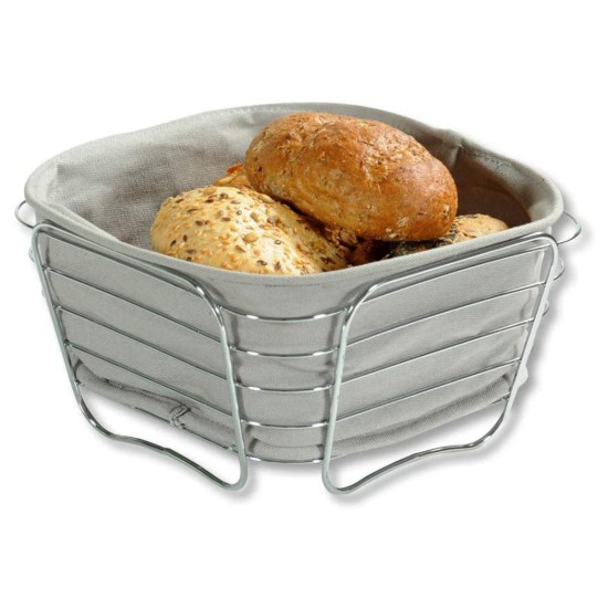 Broodmand, verchroomd metaal, 21 × 21 cm, Grijs - Kesper