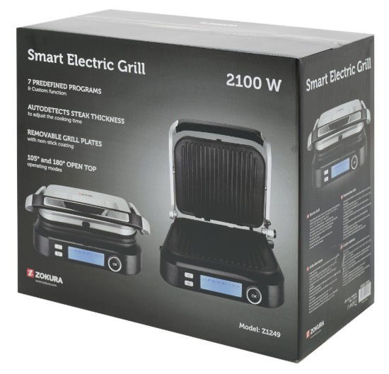 Grill électrique, "Smart", 2100 W, 7 programmes - Zokura