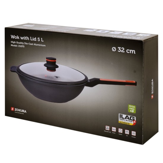Padella wok in alluminio, 32 cm / 5 l, gamma Noble - Zokura