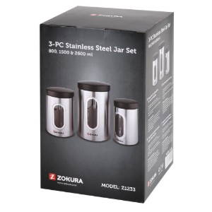 Set di 3 barattoli, acciaio inossidabile - Zokura