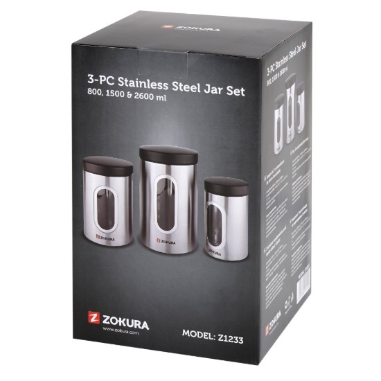 Set van 3 potten, roestvrij staal - Zokura