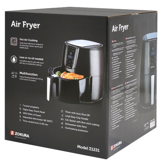 Hot air fryer, 3.2 L, 1400 W - Zokura