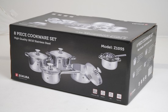 Set pentole in acciaio inox, 8 pezzi - Zokura