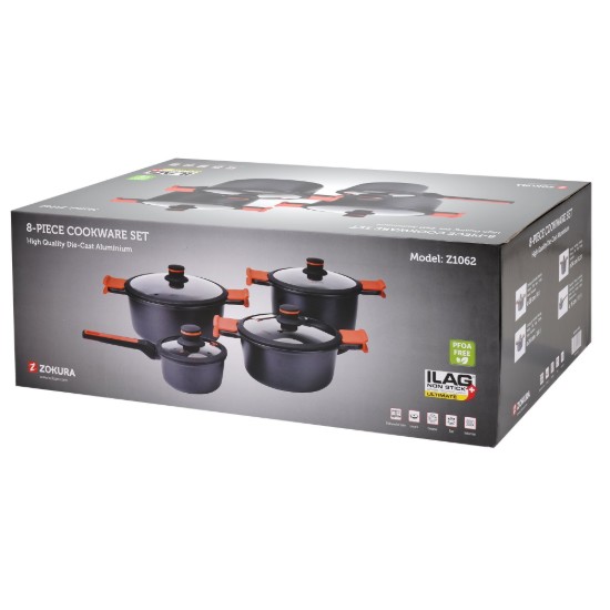 Cookware set, 8 pieces, aluminium, Noble range - Zokura