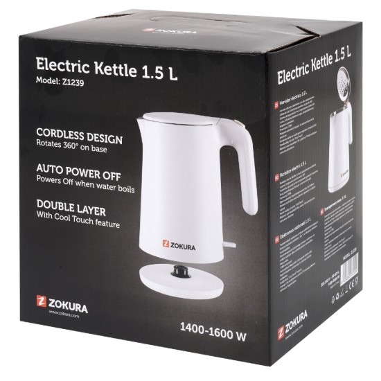 Ηλεκτρικός βραστήρας 1,5 L, 1600 W - Zokura