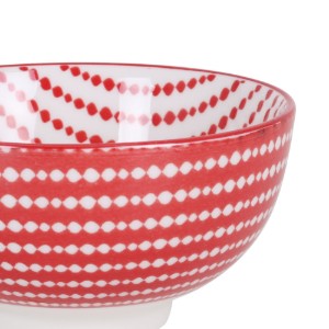 Japanse schaal, porselein, 11cm, "Hana", Rood/Wit - La Mediterranea
