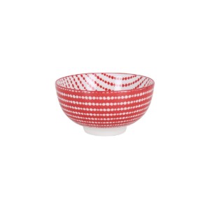 Japanse schaal, porselein, 11cm, "Hana", Rood/Wit - La Mediterranea