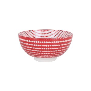 Japanse schaal, porselein, 15.5cm, "Hana", Rood/Wit - La Mediterranea