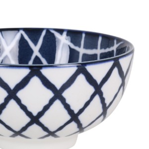 Japanse schaal, porselein, 11cm, "Hana", Wit/Blauw - La Mediterranea