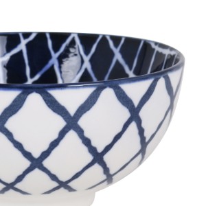 Japanse schaal, porselein, 15.5cm, "Hana", Wit/Blauw - La Mediterranea