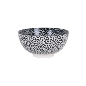 Japanse schaal, porselein, 15.5cm, "Hana", Wit/Zwart - La Mediterranea