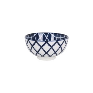 Japanse schaal, porselein, 11cm, "Hana", Wit/Blauw - La Mediterranea