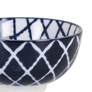 Japanse schaal, porselein, 11cm, "Hana", Blauw/Wit - La Mediterranea