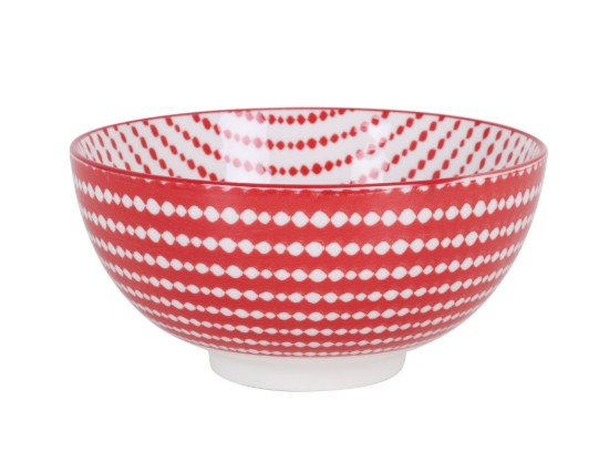 Japanse schaal, porselein, 15.5cm, "Hana", Rood/Wit - La Mediterranea
