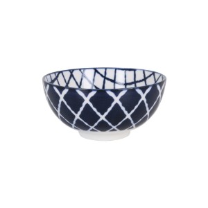 Japanse schaal, porselein, 15.5cm, "Hana", Blauw/Wit - La Mediterranea