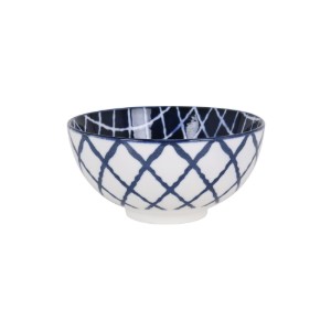 Japanse schaal, porselein, 15.5cm, "Hana", Wit/Blauw - La Mediterranea