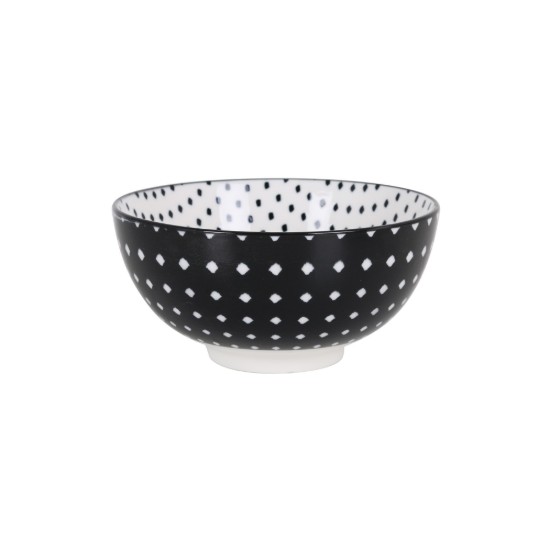 Jaapani kauss, portselan, 15.5cm, "Hana", must/valge - La Mediterranea