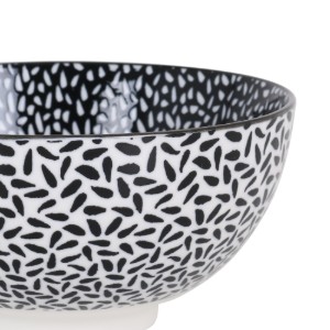 Japanse schaal, porselein, 15.5cm, "Hana", Wit/Zwart - La Mediterranea