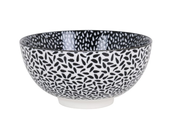 Jaapani kauss, portselan, 15.5cm, "Hana", valge/must - La Mediterranea