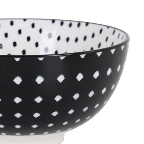 Jaapani kauss, portselan, 15.5cm, "Hana", must/valge - La Mediterranea
