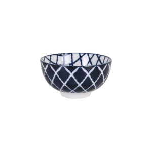 Japanse schaal, porselein, 11cm, "Hana", Blauw/Wit - La Mediterranea