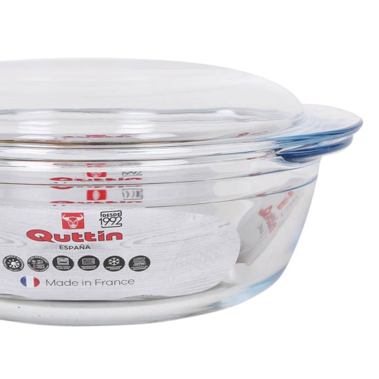 Ciotola rotonda con coperchio, in vetro, 2,2 L - Quttin