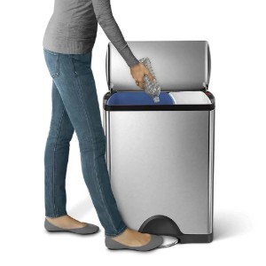 Pattumiera con pedale, acciaio inox, 46L - simplehuman