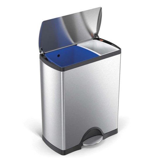Affaldsspand med pedal, rustfrit stål, 46L - simplehuman