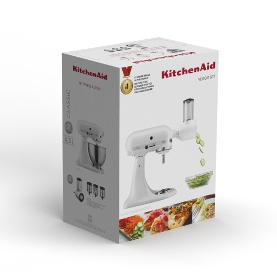 Batteur sur socle avec bol, 4,3 L, avec accessoire trancheuse, Classic, Matte White - KitchenAid