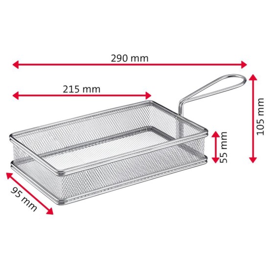 Cesto de servir retangular, aço inoxidável, 21,5 × 9,5 cm - Westmark