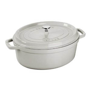 Ovale Cocotte kookpot, gietijzer, 31cm/5.5L, Witte Truffel - Staub