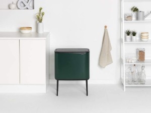 Pattumiera "Bo Touch", acciaio inox, 11+23 L, Pine Green - Brabantia