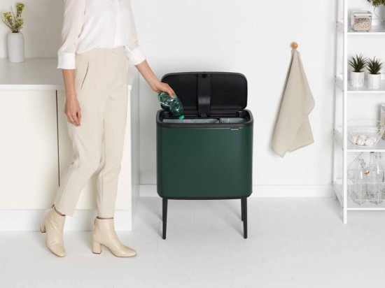 Afvalemmer "Bo Touch", RVS, 11+23 L, Pine Green - Brabantia
