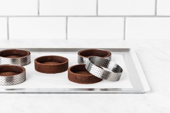 Perforated tart mold, stainless steel, 8.5 cm - "de Buyer" brand