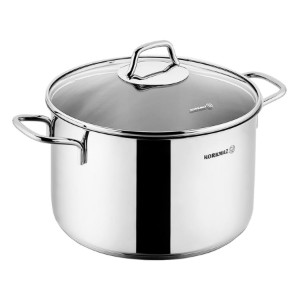 Pentola in acciaio inox, con coperchio, 24 cm/7,8 l, "Perla" - Korkmaz