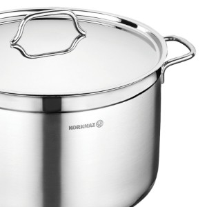Pentola in acciaio inox, con coperchio, 28cm/11L, "Alfa" - Korkmaz