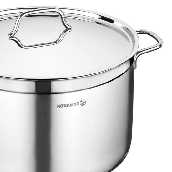 Pentola in acciaio inox, con coperchio, 30cm/14L, "Alfa" - Korkmaz