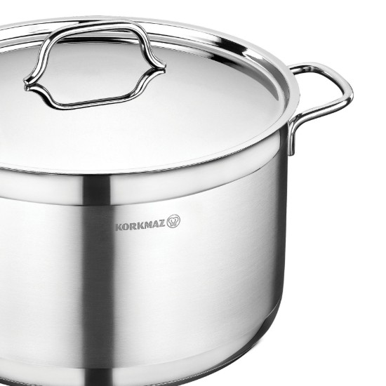 Marmite inox, avec couvercle, 30cm/11L, "Alfa" - Korkmaz