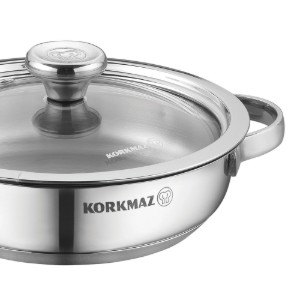 RVS steelpan, met deksel, 14cm/0.5L, "Minika" - Korkmaz