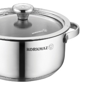 RVS steelpan, met deksel, 14cm/1L, "Minika" - Korkmaz