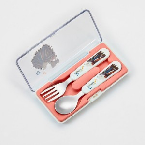 Set of 2 children's cutlery, stainless steel, "Infant", Pink - Cuitisan