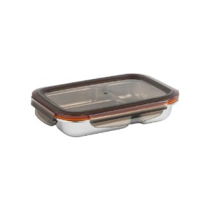 Rectangular food storage container, stainless steel, 560 ml, "To go" - Cuitisan